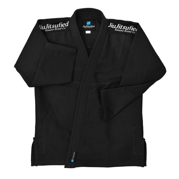Kids Pearl Weave Jacket & Pants Ripstop Fabric- BJJ Gi (Black)