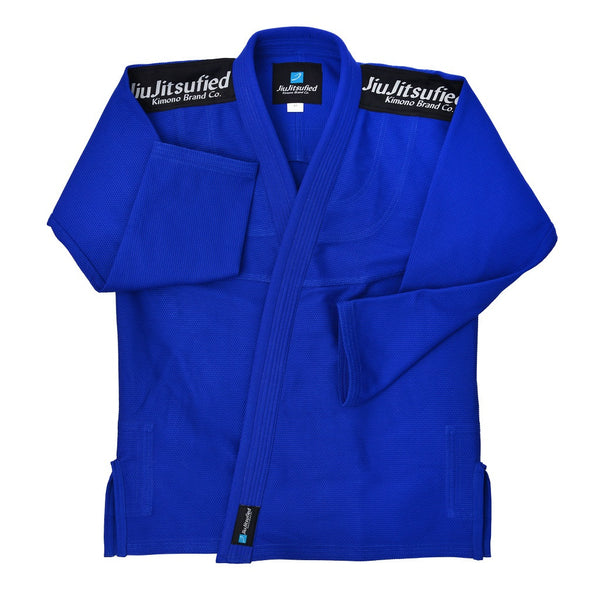 Kids Pearl Weave Jacket & Pants Ripstop Fabric- BJJ Gi (Blue)